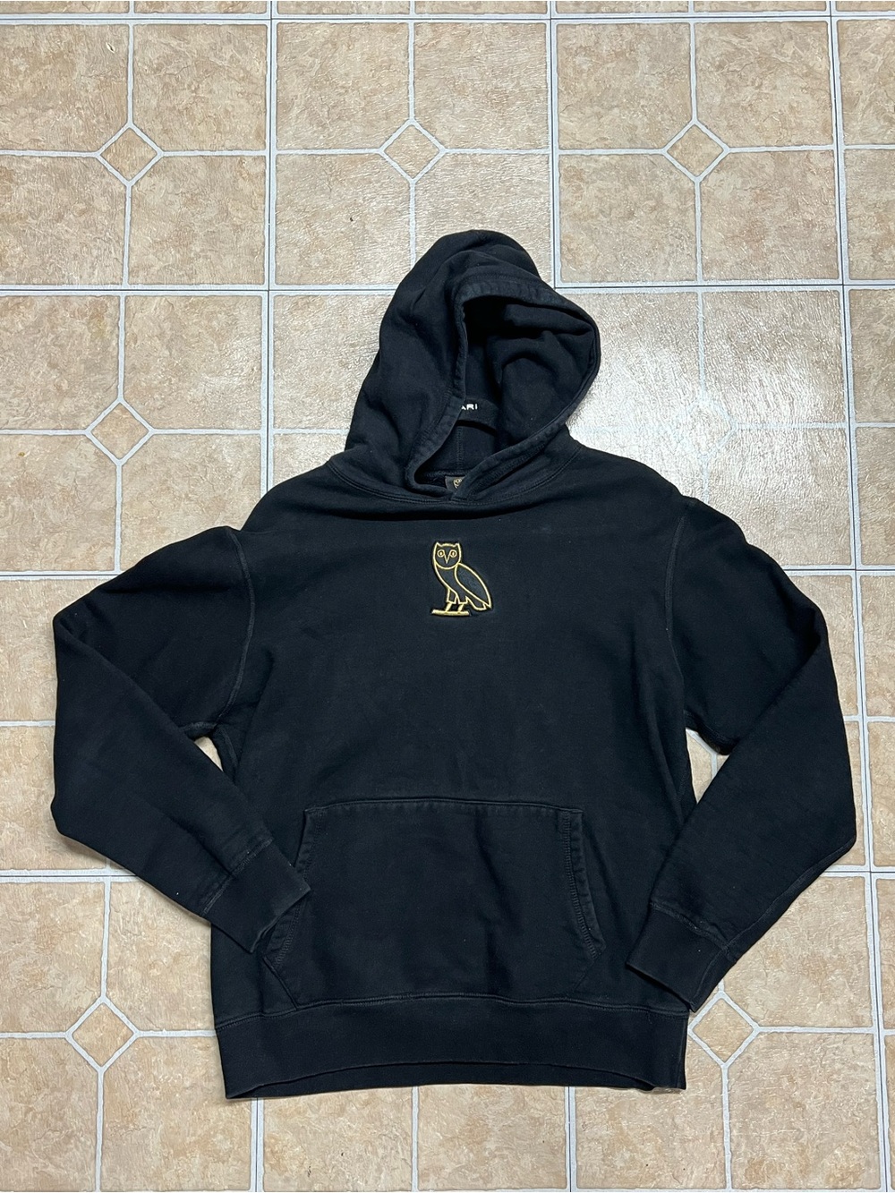 OVO Black Crewneck Hoodie with Classic Gold Owl Logo